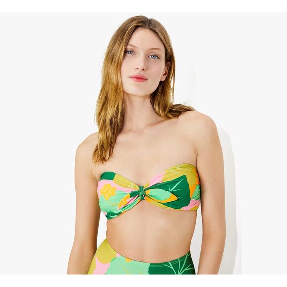 NWT Kate Spade New York Cucumber Floral Tie Bikini Top with Removable Straps XL - Picture 2 of 12
